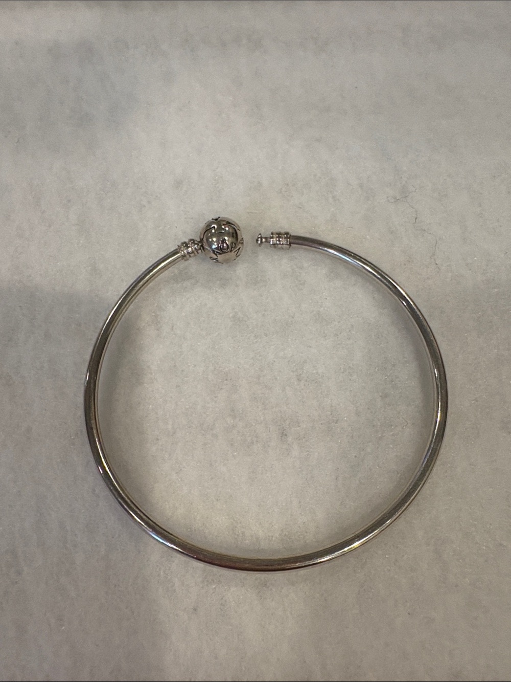 Pandora Polished Silver Bangle with Decorative End Bead